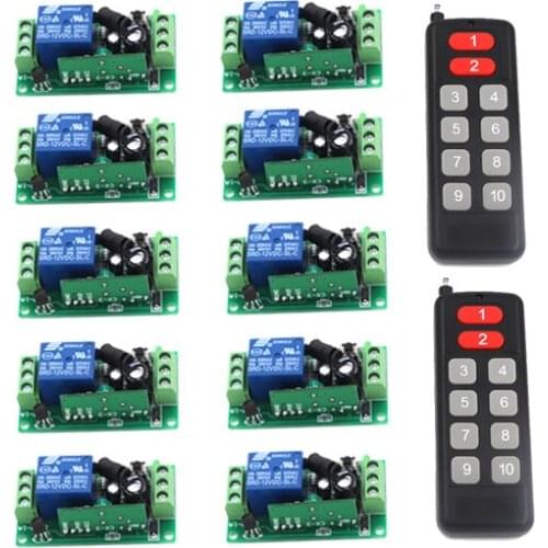 Brand New DC 12V 10CH 10 Channel Wireless RF Remote Control Switch 2 Transmitter+10 Receiver SKU: 5447