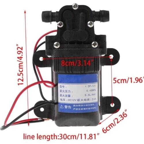 2021 New DC 12V 3.5L/Min 0.48MPa 70 PSI Diaphragm High Pressure Self Priming Water Pump