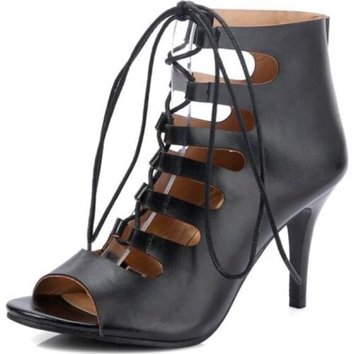 Cross Strap High Heels Gladiator Sandals Women Open Toe Lace-up Sexy Summer Shoes Woman Cut-outs Pumps Women Shoes XKD4121