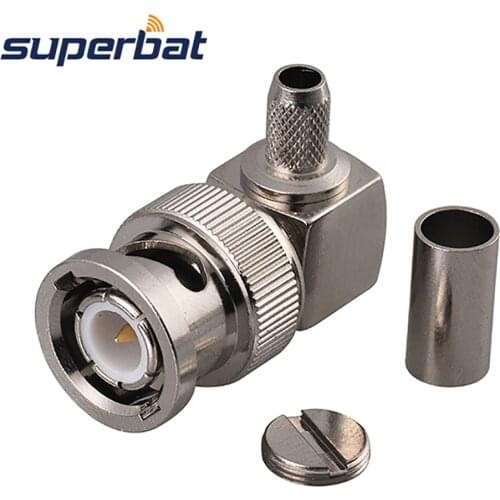 Superbat 90 Deg BNC Plug Right Angle Crimp for RG58 LMR195 RG142 Cable RF Coaxial Connector