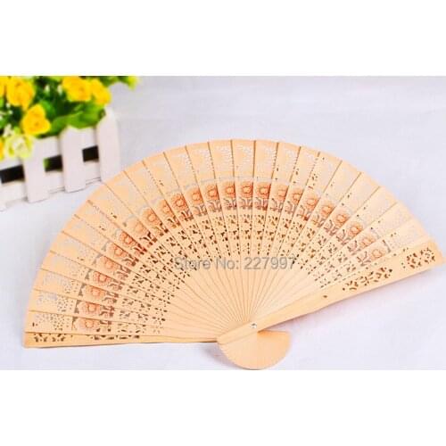 Wedding favors 100pcs/lot Chinese carved folding fragrance wood hand fans Free Shipping BY DHL