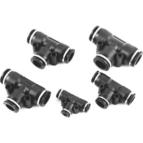 3 Way T shaped Tee Pneumatic 10mm 8mm 12mm 6mm 4mm OD Hose Tube Push In Air Gas Fitting Quick Fittings Connector Adapters
