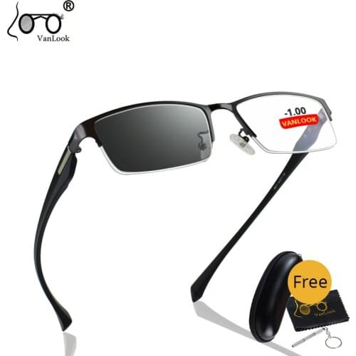 Vanlook Photochromic Sunglasses Chameleon Myopia Glasses With Diopter TR90 Optical Eyewear Blue Coating -0.50-6.00