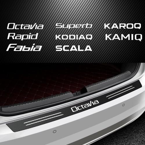 1PC Car Rear Bumper Scuff Protective Sill Auto Trunk Guard Sticker For Skoda Octavia Kodiaq Superb Rapid scala fabia decoration