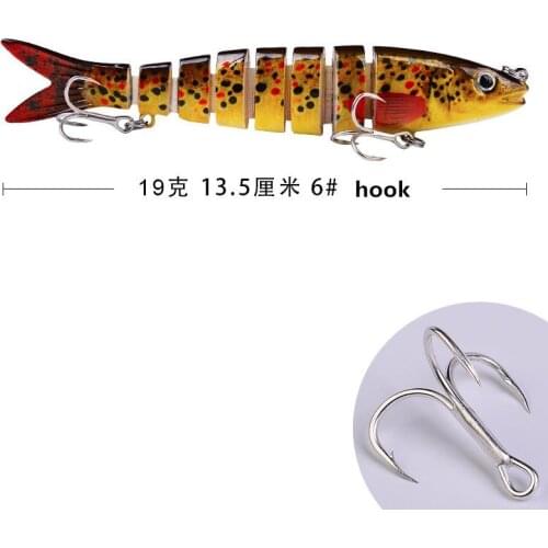 19g Fishing Lure Multi-segments Plastic Blood Groove Hook Hard Artificial Bait 3D Fisheye Fishing Lure With 6# Blood Slot Hook