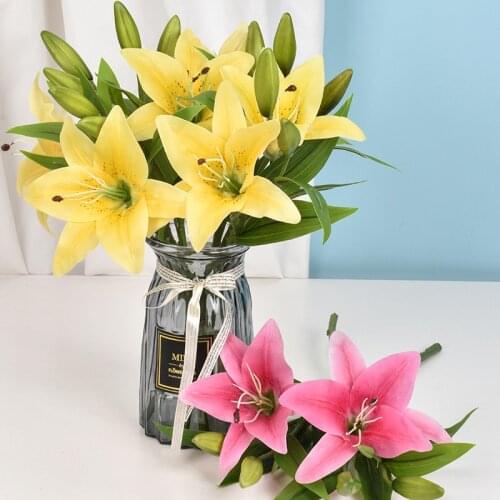 3 Head Lily Artificial Flower Wedding Photography Layout Artificial Flowers Home Decoration Ornaments
