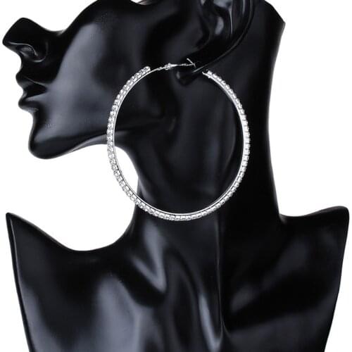 3cm-10cm Fashion Lady Large Earrings Shiny Crystal Round Earring Charm Party Jewelry