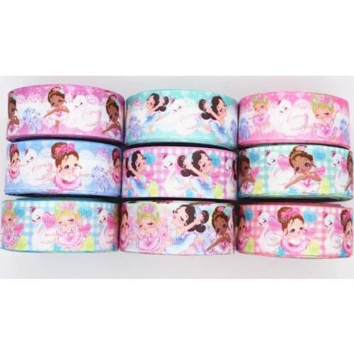 5 Yards 1'' 25MM Girls Printed Grosgrain Ribbons For Hair Bows DIY Handmade Materials Y19100902