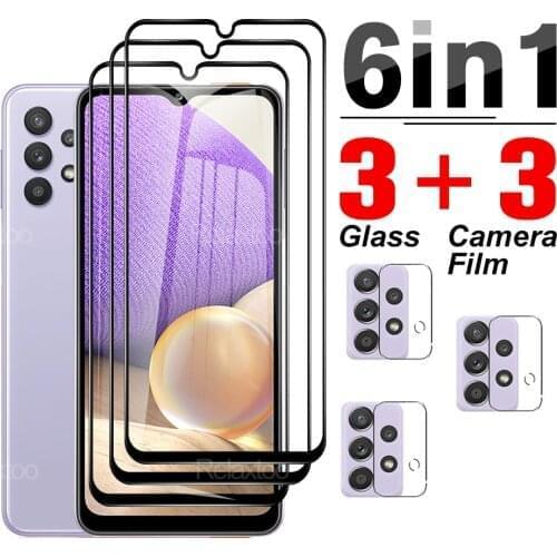 6 IN 1 Tempered Camera Lens Glass Protective For Samsung Galaxy A32 5G /4G a 32 32sm-a326f/dsn 6.5'' Cover Screen Protector Film