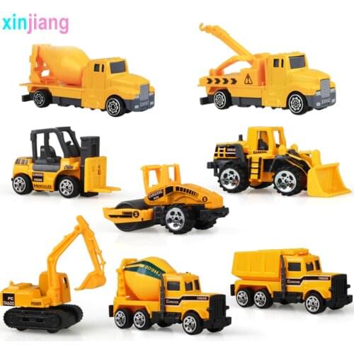8PCS Mini Diecast Alloy Engineering Car Model Tractor Toy Dump Truck Toy Vehicles Road Vehicles Car Model Truck Gift For Kids