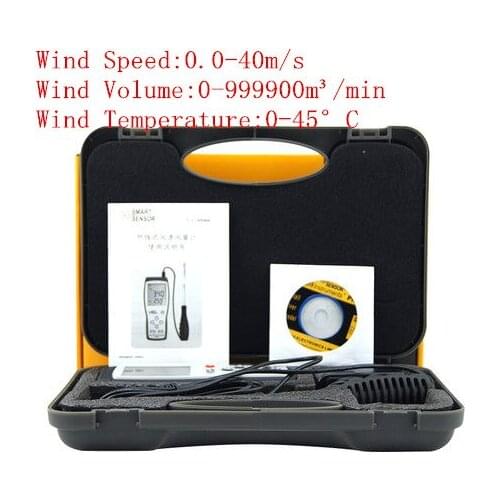 AR866A 0.0-30M/S Hot Wire Thermo-Anemometer Air Flow Velocity Meter 0~9999m3/min Thermal Anemometer Wind Speed Meter with USB