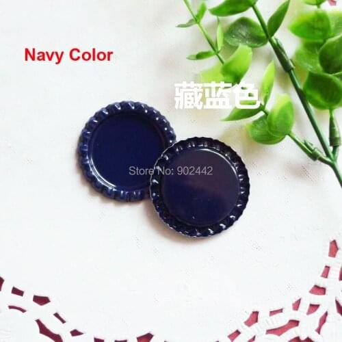 Free Shipping 1000 pcs/lot Both Sided Navy Color Flattn Bottle Caps for Jewelry or Hair Bow Crafts Accessories Without Hole