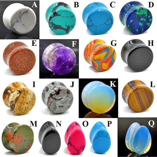 BOG-PAIR Ear Expander Teardrop Aventurine Organic Natural Stone Ear Gauge OPAL Piercing Ear Stretcher Plugs Piercing jewelry
