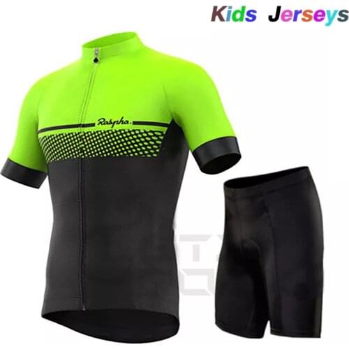 2021 Kid Cycling Jersey Set Breathable Shorts Fluorescent Green Children Bike Clothing Boys Girls Summer Bicycle Wear Bicicleta