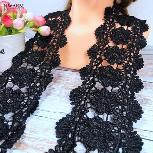 HWARM 5yard Black 10cm fine milk silk lace bar code polyester light water soluble lace wedding Skirt hat curtain clothes trim
