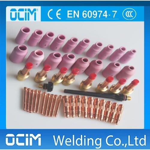 48PCS TIG Torch Kit Accessories Gas Lens Insulator Alumina Nozzle Collet Body For TIG Welding Torch PTA DB SR WP 17 18 26