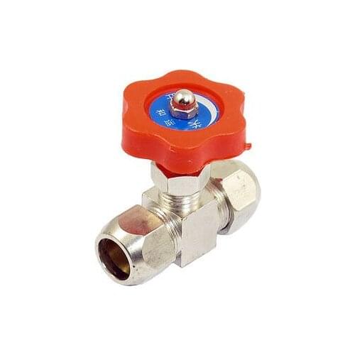 Red Plastic Handle 12mm Outlet Inlet Dia Pneumatic Control Stop Valve