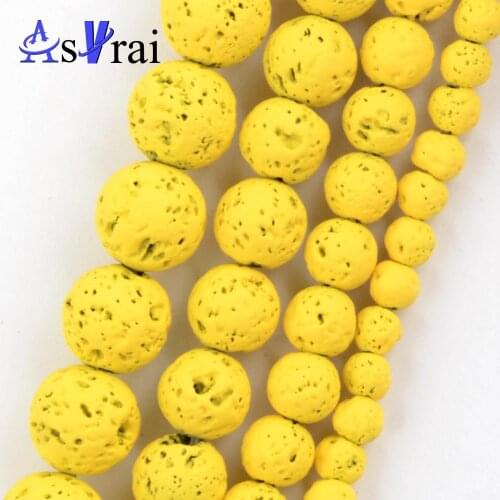 Yellow Hematite Lava Stone Matte Natural Stone Round Beads For Jewelry Making Spacer Loose Beads 4/6/8/10/12mm Diy Bracelets 15"
