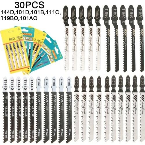 30Pcs Jigsaw Saw Blade PVC Wood Plastic Fast Cut 144D 101D 101B 111C 119BO 101AO Power Saws Jig Saws DIY Repair Hand Tools