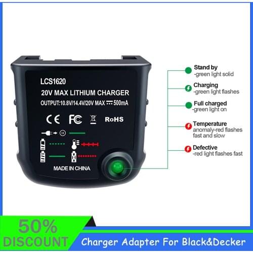 HOT Li-ion Battery Charger Adapter LCS1620 For Black&Decker 10.8V 14.4V 18V 20V Serise LBXR20 Electric Drill Screwdriver Tool