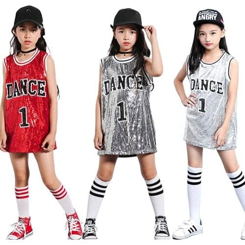 Lolanta Girls Hip Hop Sequins Dance Costume Glitter Tank Top with Socks Stage Performance Outfits