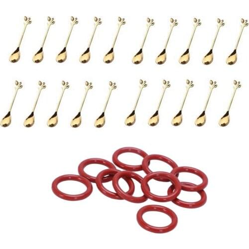 20Pcs Stainless Steel Spoon Creative Branch Leaves Spoon with 20Pcs Stainless Steel Flatware Fruit Fork