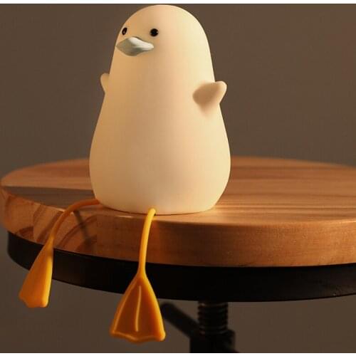 Cute Animal Duck LED Night Lamp with Bracket Nordic Cute Lovely Cartoon Night Light Silicone Soft Touch Sensor Baby Kid Home Dec