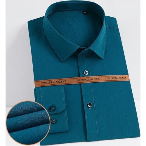 Bamboo Fiber Non-iron Formal Work Shirt Color Soft Cozy Thin Casual Business Bamboo Fiber No Pockets Long-sleeved Shirt Men