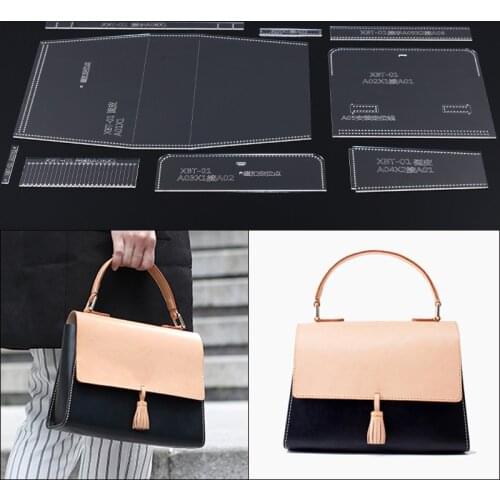 1Set Shoulder Bag Women Handbag Template Clear Acrylic Leather Pattern DIY Hobby Leathercraft Sewing pattern stencils