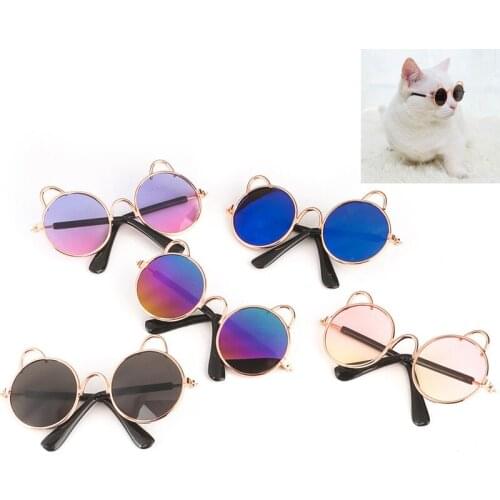 Pet Products Lovely Vintage Round Cat Sunglasses Reflection Eye Wear Glasses for Small Dog Cat Pet Photos Props Accessories