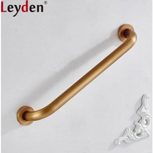 Leyden 30-50cm Antique Brass Grab Bar Safety Handle Wall Mount Copper Handrail Safety Bar for Bathroom Handle Bathroom Accessory