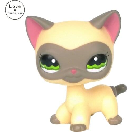 LPS CAT Rare pet shop toys Cat Cream Grey Short Hair kitty #1116 Original Birthday Gift For Girls Free Shipping