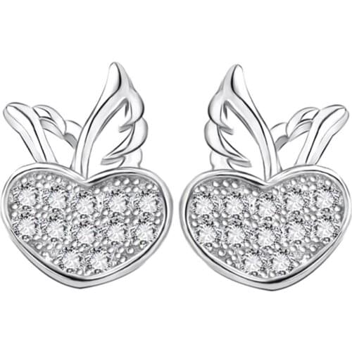 GNE1066 100% Fine 925 Sterling Silver Earring Beauty Lovely Crystal Shiny Stud Earrings Fashion Jewelry For Women