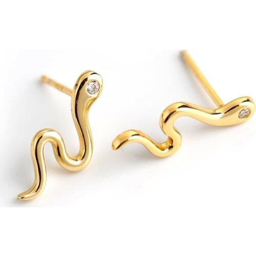 NEW 925 Sterling Silver Earring Fashion Personality Zircon Animal Shape Snake/Sun Stud Earring Wild Trend Woman Girl Ear Jewelry