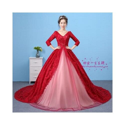 Grey/red/white/pink lace medieval dress Renaissance Gown queen costume Victorian /Marie Antoinette/civil war/Colonial Belle Ball