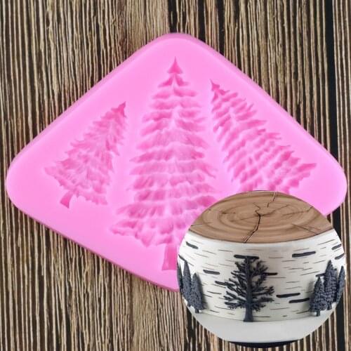 3 Hole Christmas Tree Shaped Silicone Mold Cake Decoration Fondant Cookies Tools 3D Silicone Mould Gumpaste Candy