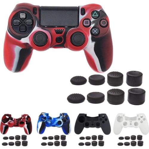 Bevigac Silicone Protector Cover Case Skin with 8Pcs Controller Joypad Gamepad Thumb Grip Cap for Sony PlayStation 4 PS4 PS 4