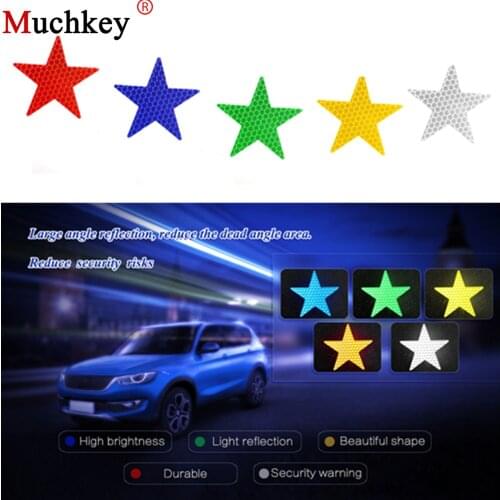 5 Colors 6x6cm Warning Decals Five Stars Reflective Sticker For Car Motorcycle Bicycle Toy Any Where For Visible Safety 5Pcs