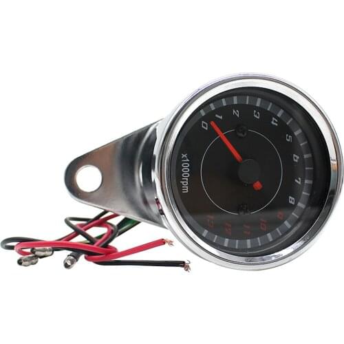 12V Motorcycle Tachometer Blue LED Backlit Analog RPM Gauge REV Counter