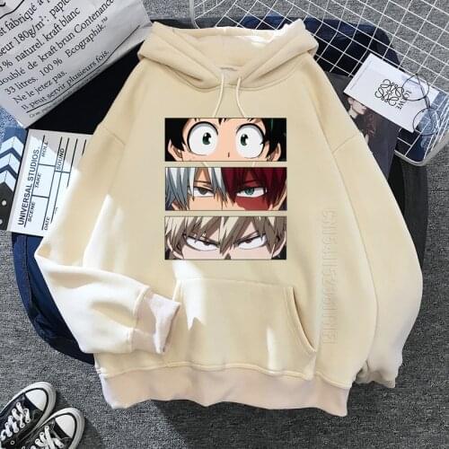 90s Japanese Anime My Hero Academia Graphic Hoodies Men Kawaii Cartoon Boku No Hero Academia Sweatshirt Streetwear Male Hoodie