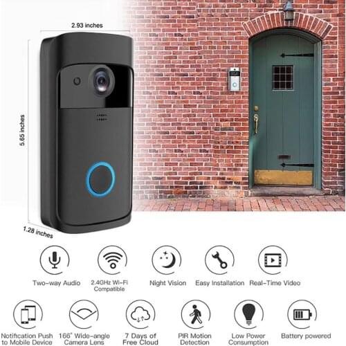 Smart Doorbell Visual Real-time Intercom Wi-Fi Video Bell PIR Detection Night Vision Talk Home Security Camera Cloud Storage