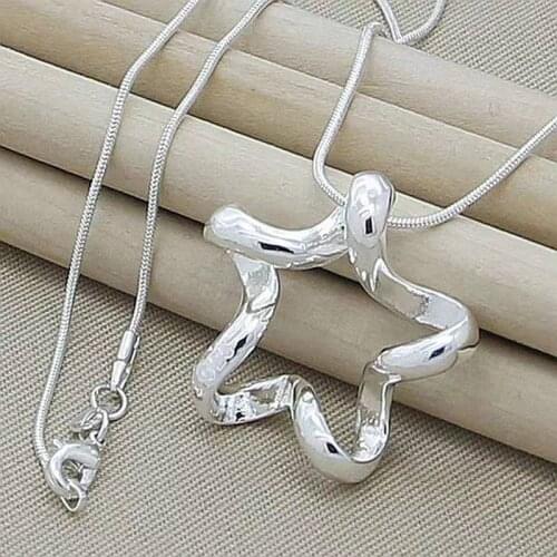 Bohemia Silver Plated Starfish Pendant Necklace OL Style Fashion Women Snake Chain Necklace Charm Women Nightclub Party Jewelry