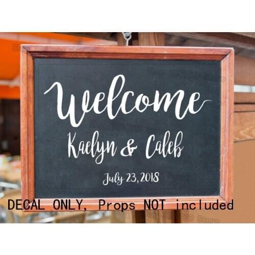 Personalized Wedding Welcome Decal Sign Waterproof Vinyl Stickers Wedding Decor Custom Bride Groom Names and Date Decals S422