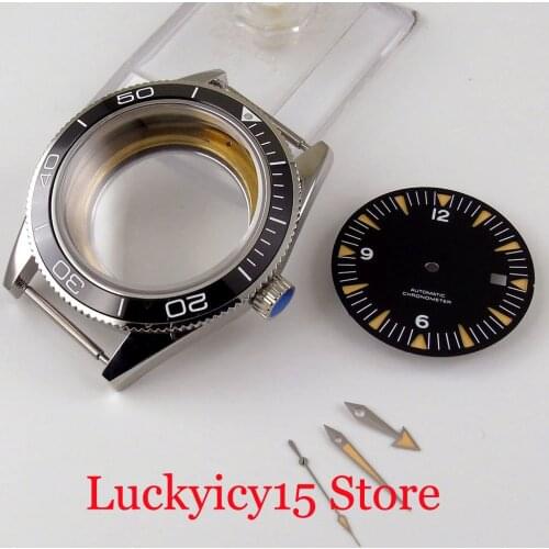 41mm Steel Automatic Watch Case Rotating Bezel for ETA 2836 MIYOTA 8215 Sterile Dial Hand Luminous Marks Date Display