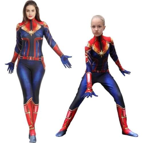 Superhero Women Movie Captain Cosplay Costumes Adult Children Jumpsuits Halloween Party Girl Clothing Gift