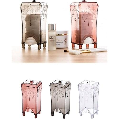 1PC Cotton Swab Storage Boxes Bins Acrylic Makeup Organizer Round Container Plastic Cotton Swab Storage Box Organizer QA 031