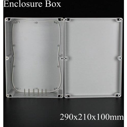 1 piece/lot) 290*210*100mm Grey ABS Plastic IP65 Waterproof Enclosure PVC Junction Box Electronic Project Instrument Case