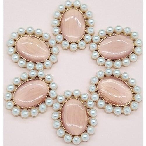 10pcs Alloy diamond pearl oval flower plate diamond buckle rhinestone bridal headdress shoes clothes bag diy jewelry accessories