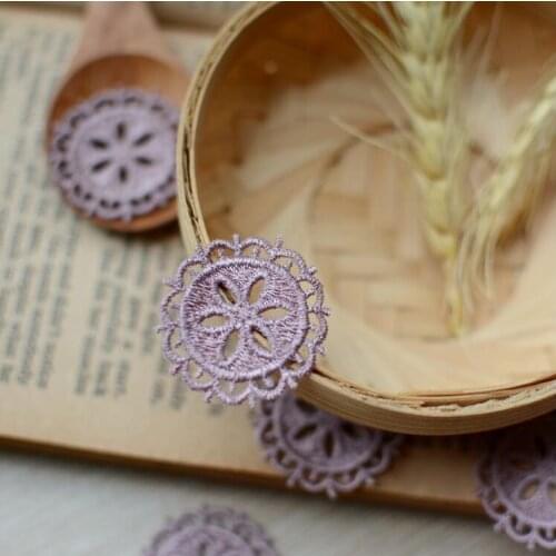 10 PCS/lot Grey Purple Pretty Cute Floral Pattern Fabric Venise Venice Lace Flower Motif Sewing Applique DIY 3.2cm
