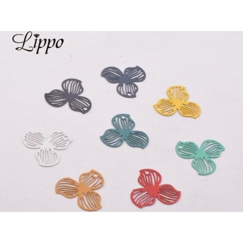 100pcs AC4740 15*15mm Brass Small Clover Charms Black Pendant For Earrings Jewelry Making Accessories